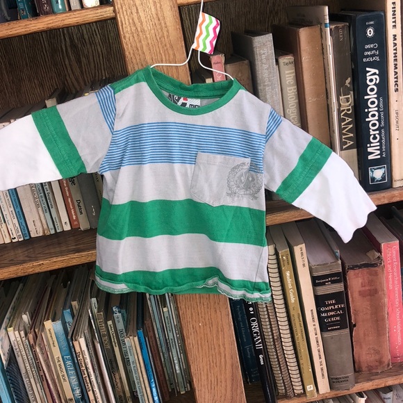 12m boys mini mango T-shirt longsleeve gray green - Picture 1 of 4